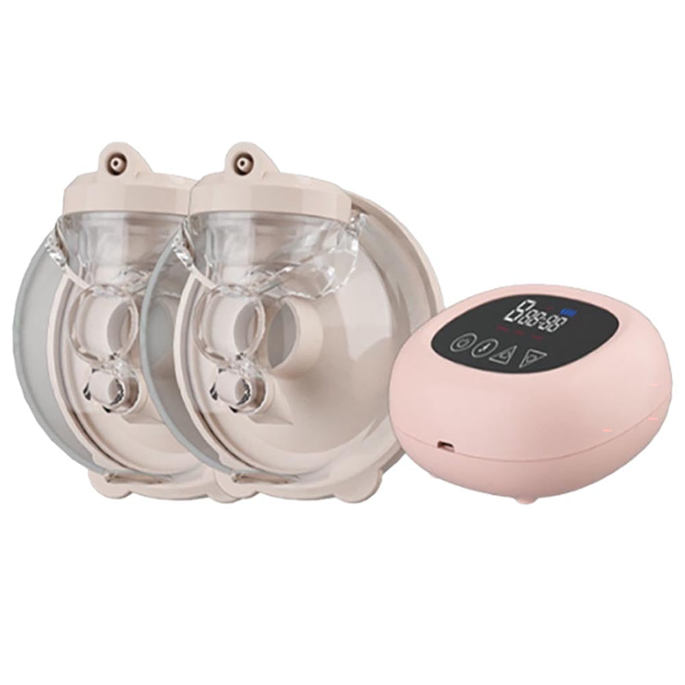 Breast pump components laid out