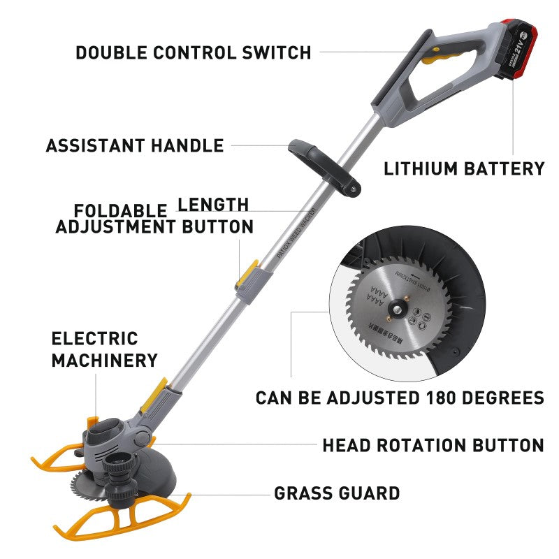 Weed wacker with metal guard
