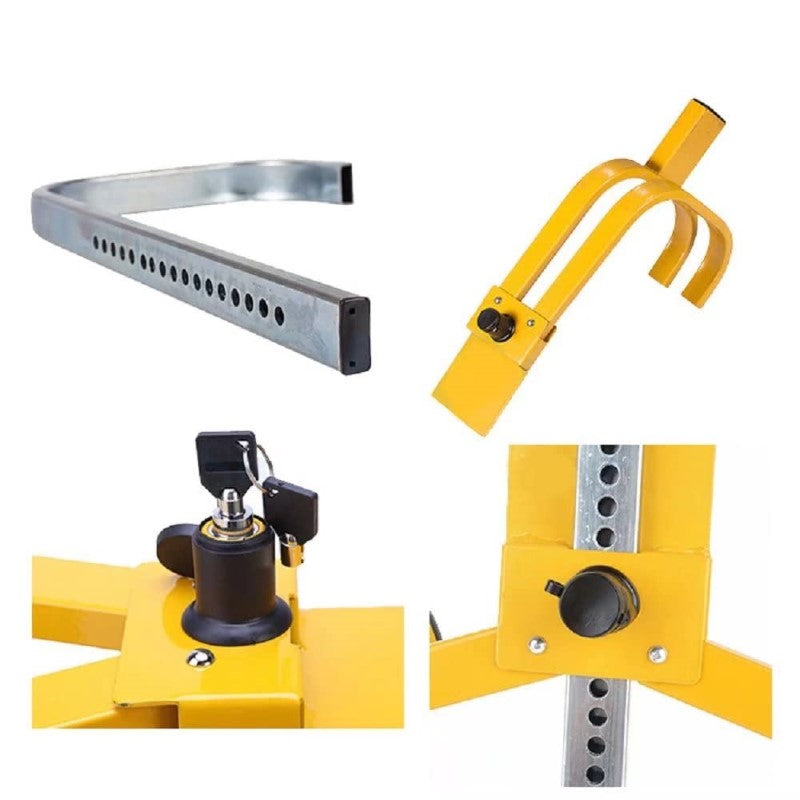 Wheel clamp showing rubberised cap protecting lock