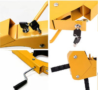 Thumbnail for Wheel clamp with keys placed on wooden floor