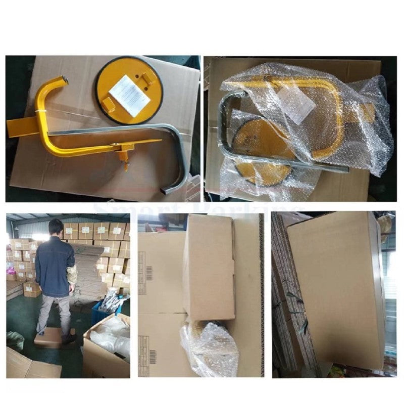 Wheel clamp wheel lock ready for installation on trailer