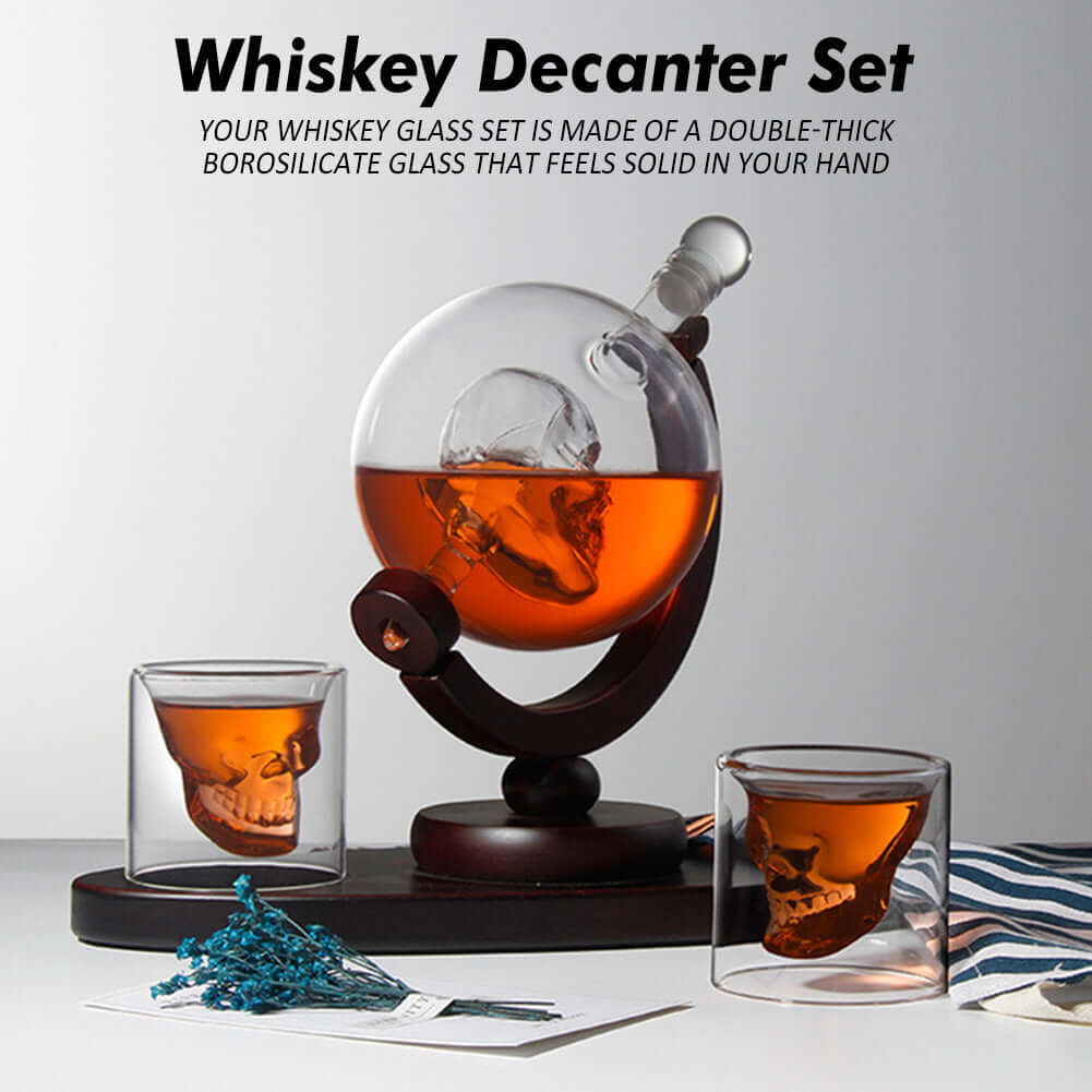 850Ml Skull Whiskey Decanter Set 2 Whisky Glasses - The Shopsite