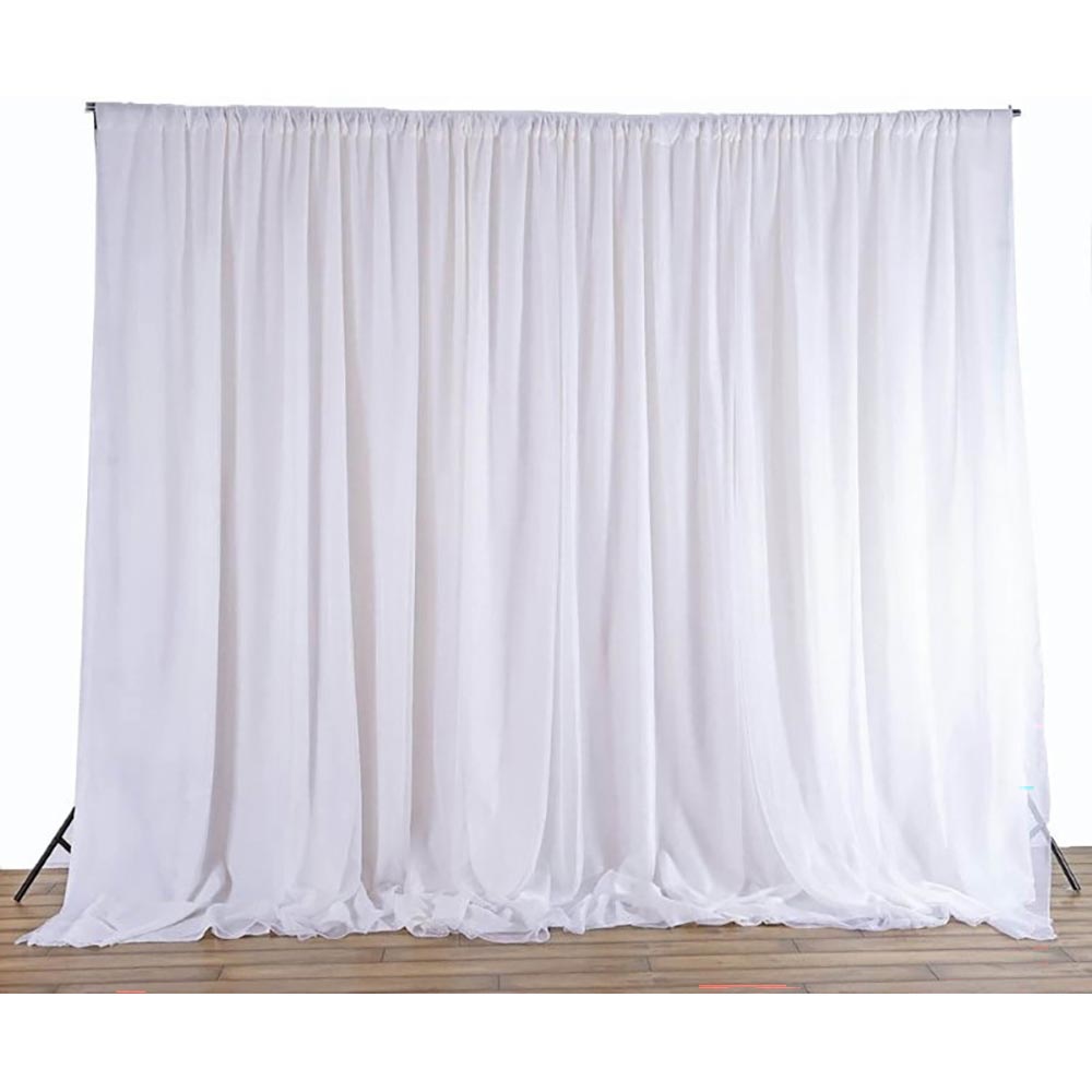 White chiffon curtain with soft flowing drapes
