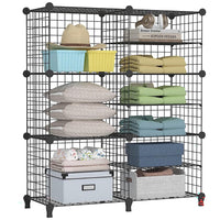 Thumbnail for 6 Cubes Black DIY Wire Storage Shelves Wardrobe