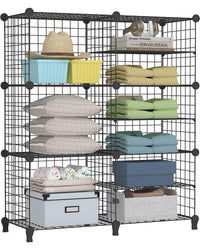 Thumbnail for 6 Cubes Black DIY Wire Storage Shelves Wardrobe