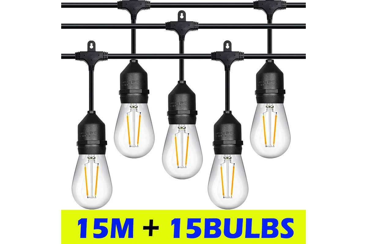 Outdoor Festoon Light String Lights 15M 15 LED Bulbs