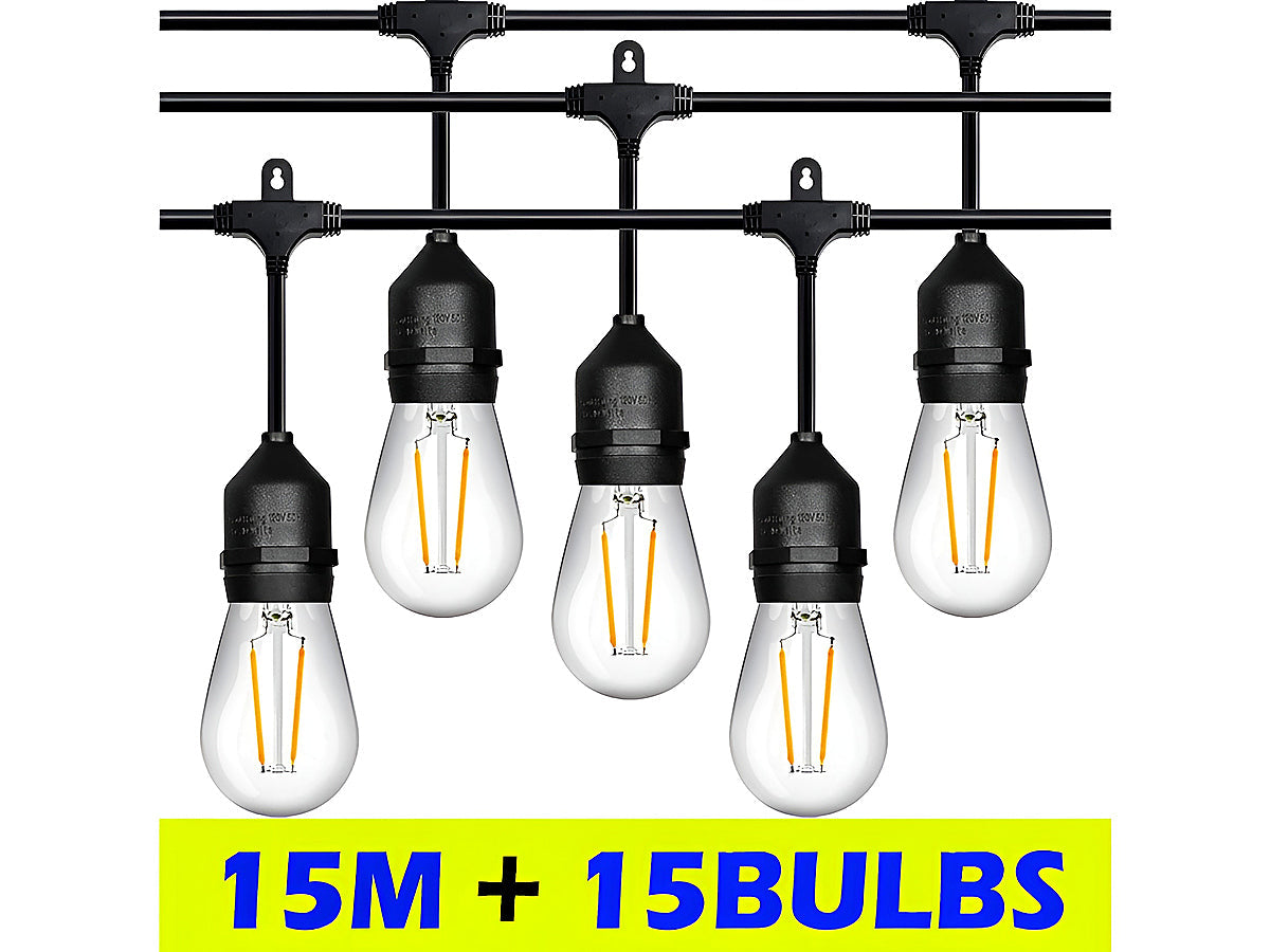 Outdoor Festoon Light String Lights 15M 15 LED Bulbs
