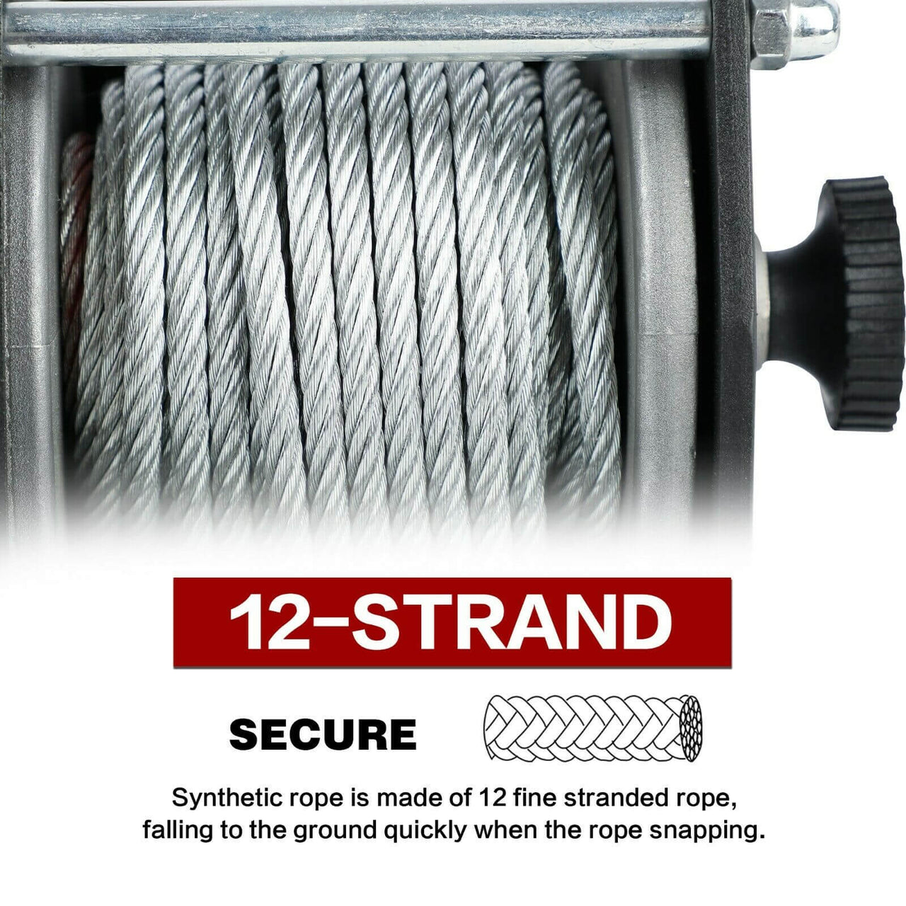 Steel cable hook attached to electric winch