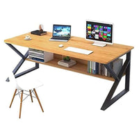 Thumbnail for Front view of computer desk with drawers and shelves