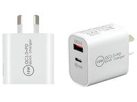 Thumbnail for USB C Charger, 18W PD Charger Fast Charger QC3.0 Charger 2 IN 1