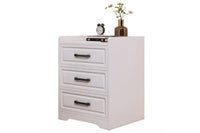 Thumbnail for Close-up of drawer handle on white bedside table nightstand