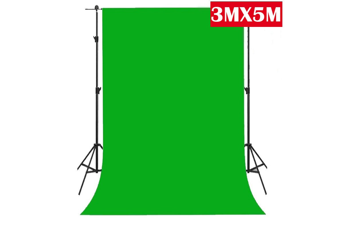 Green screen backdrop folded for storage