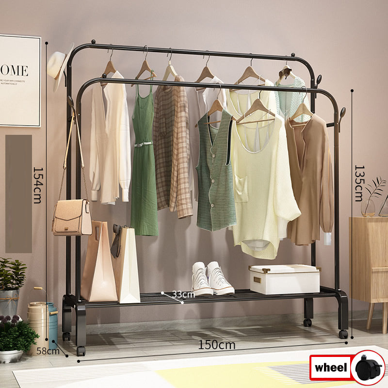 Cloth Rack Garment Rack Black Metal with Wheels – Homyspire