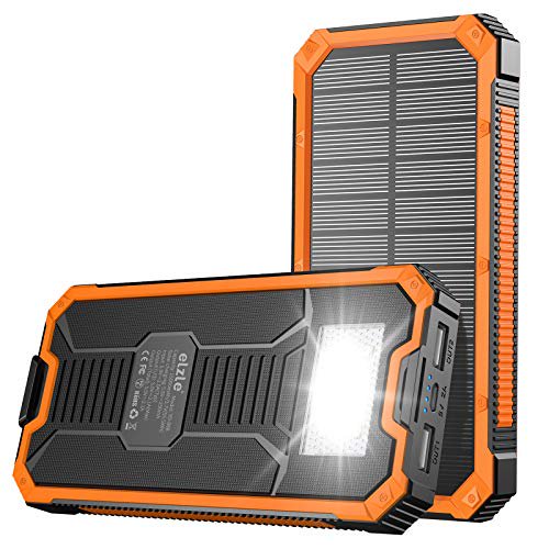 Solar power bank charging smartphone