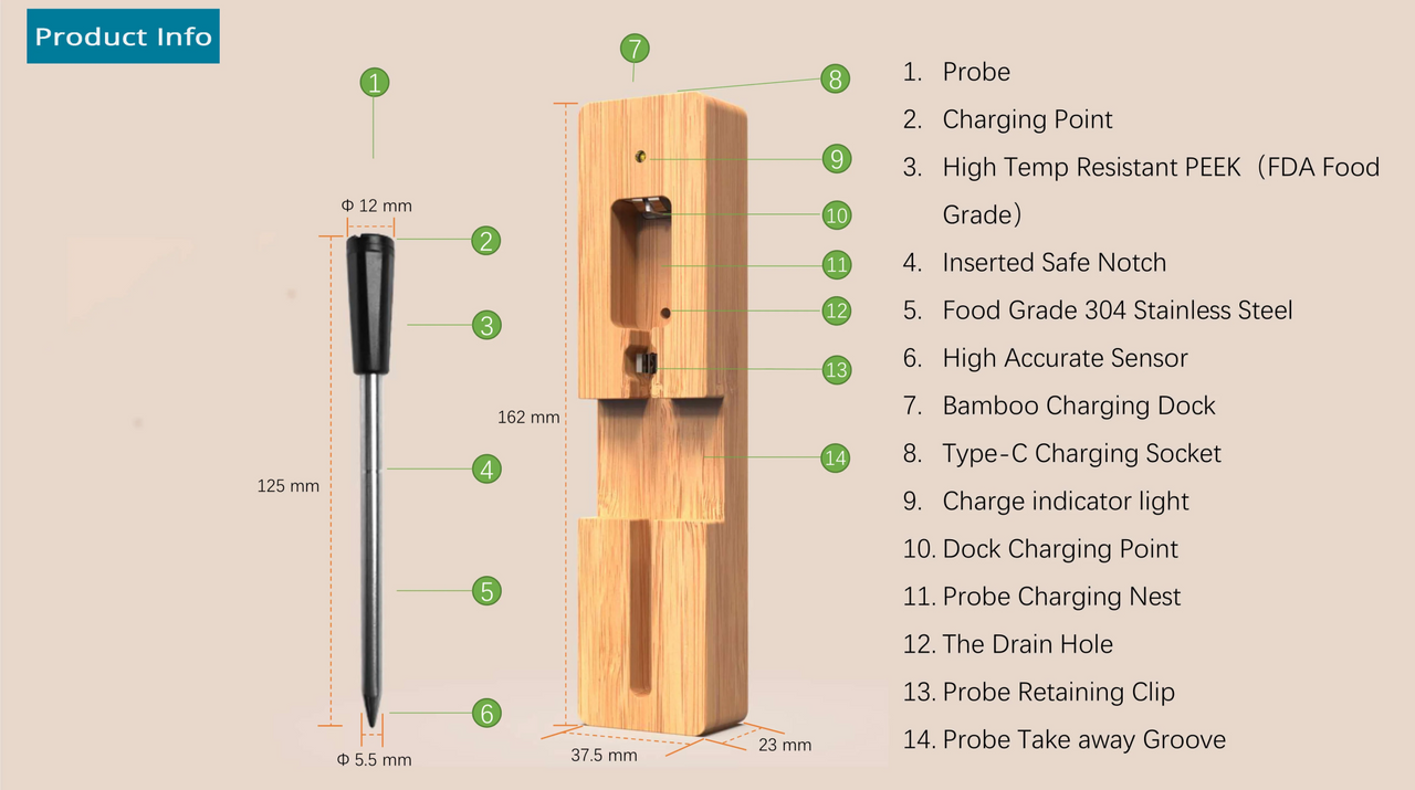 Meat Thermometer Smart Wireless