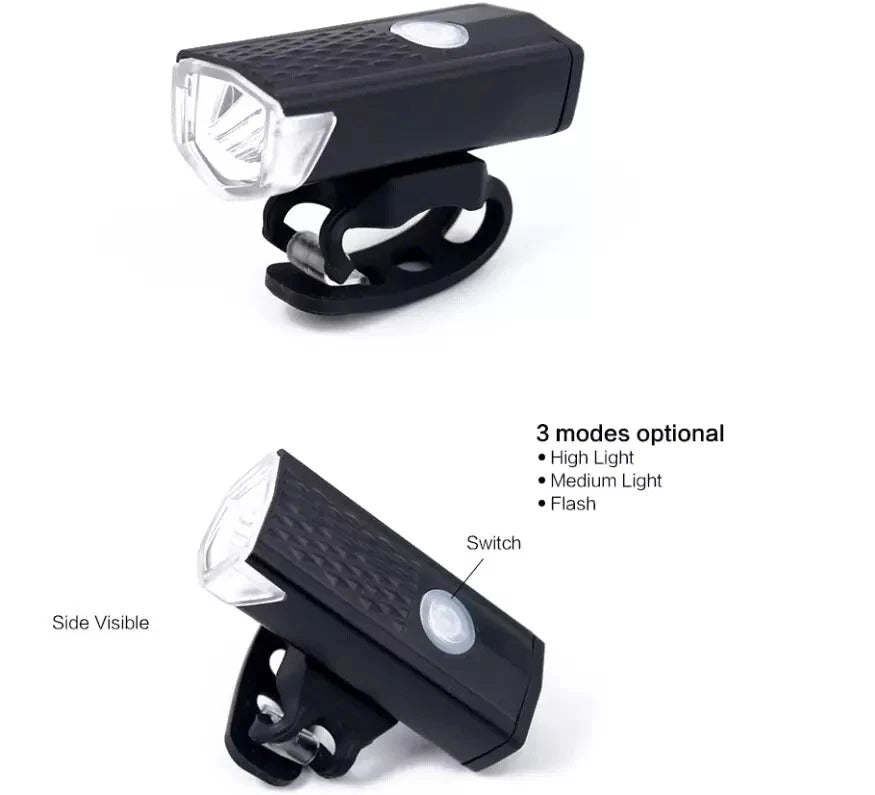 Bicycle Headlight and Taillight Set USB Rechargeable Mini Bike Front and Rear Light