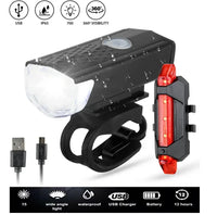 Thumbnail for Bicycle Headlight and Taillight Set USB Rechargeable Mini Bike Front and Rear Light
