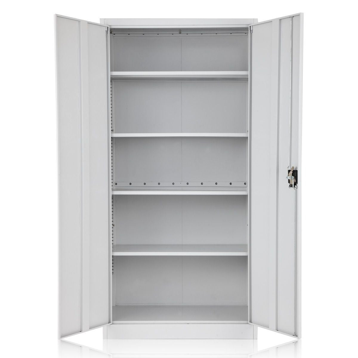 Filing cabinet with plastic protective feet on floor