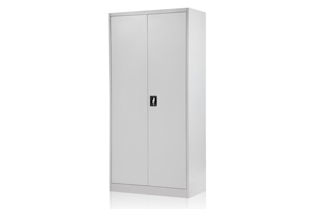 Close-up of 3-point locking system on office cabinet doors
