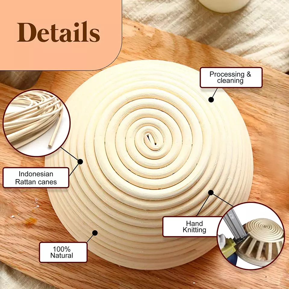 Bread proofing basket set components