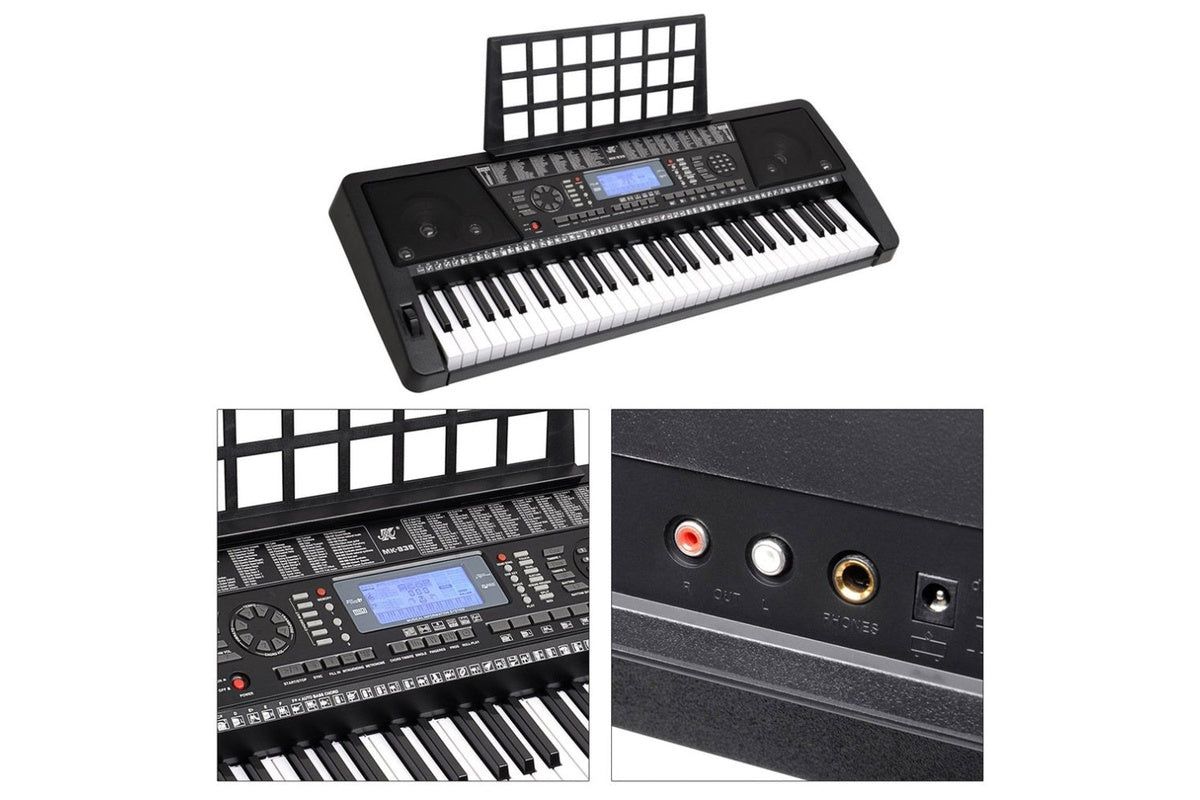 Keyboard piano showing 2-way speakers