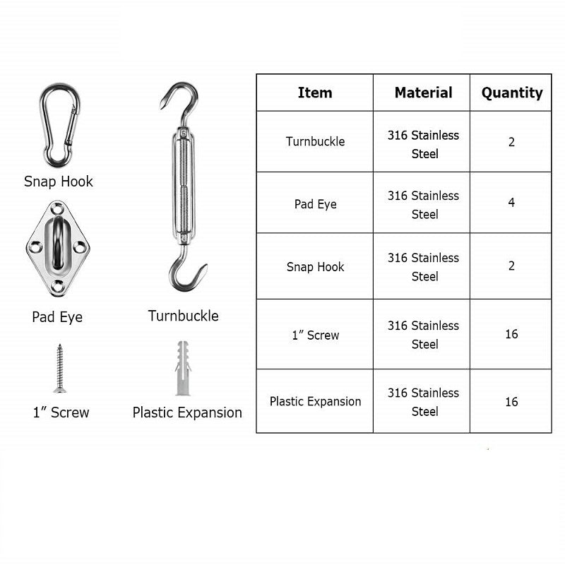 Sun Shade Sail Hardware set