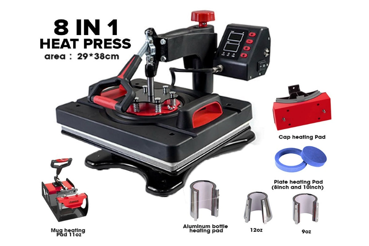 Mug heat press machine with cap ironing pad accessory