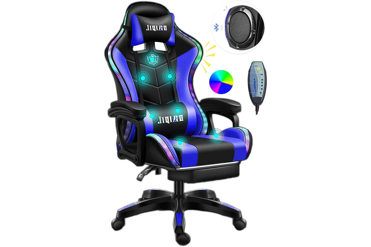Gaming chair with removable headrest and thick cushioning