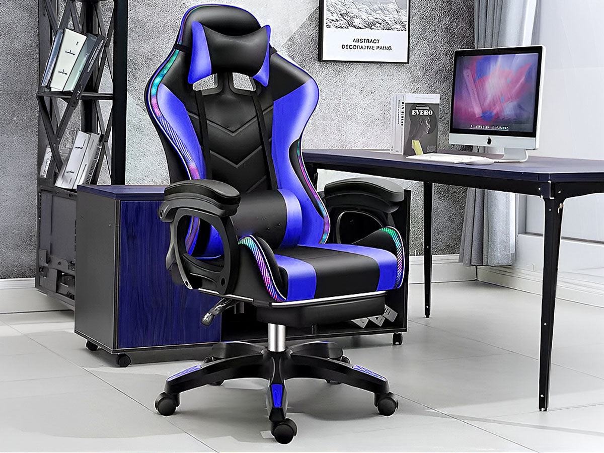 Gaming Chair Office Chair With Foot Rest Racing Chair with Speaker and Light