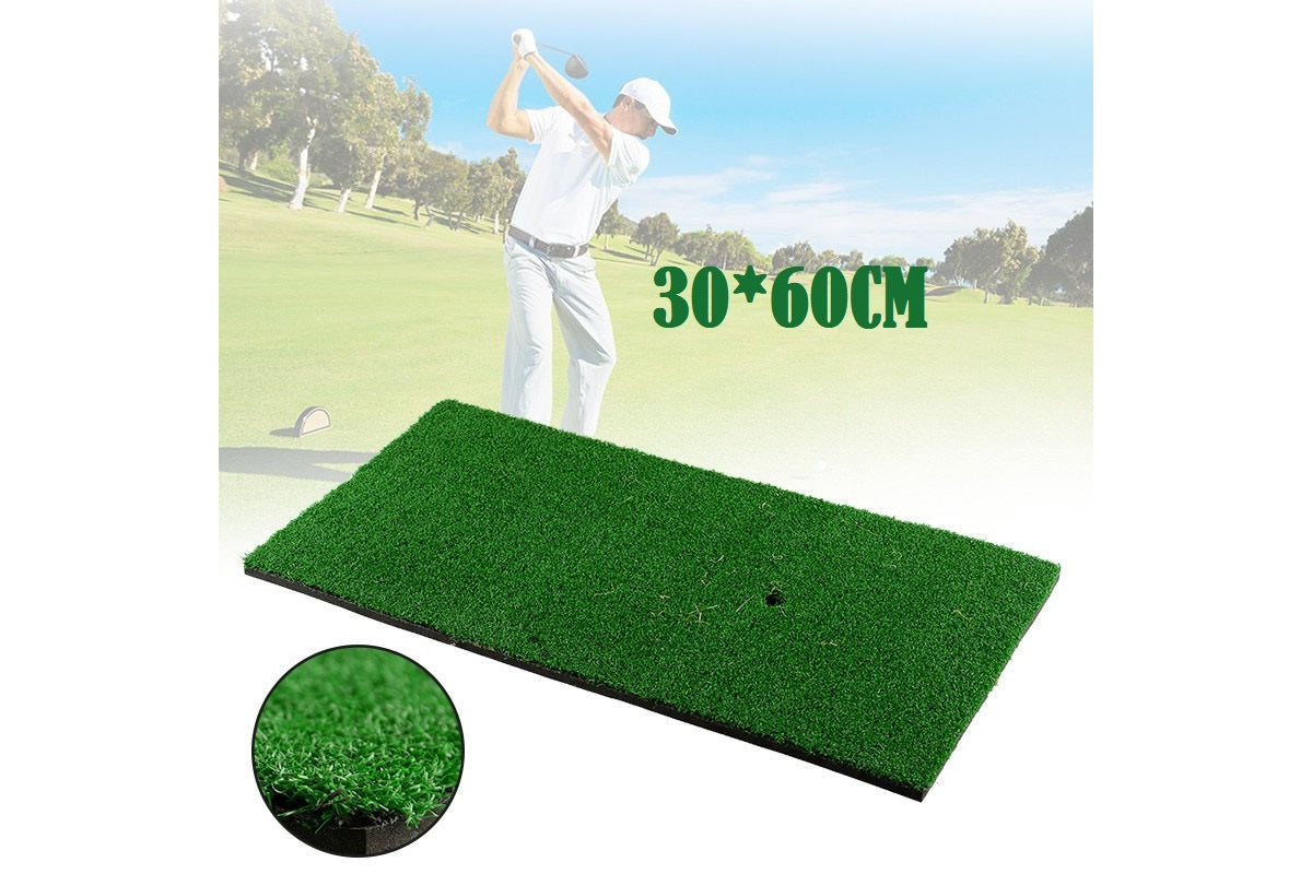 Golf practice mat with two tees included
