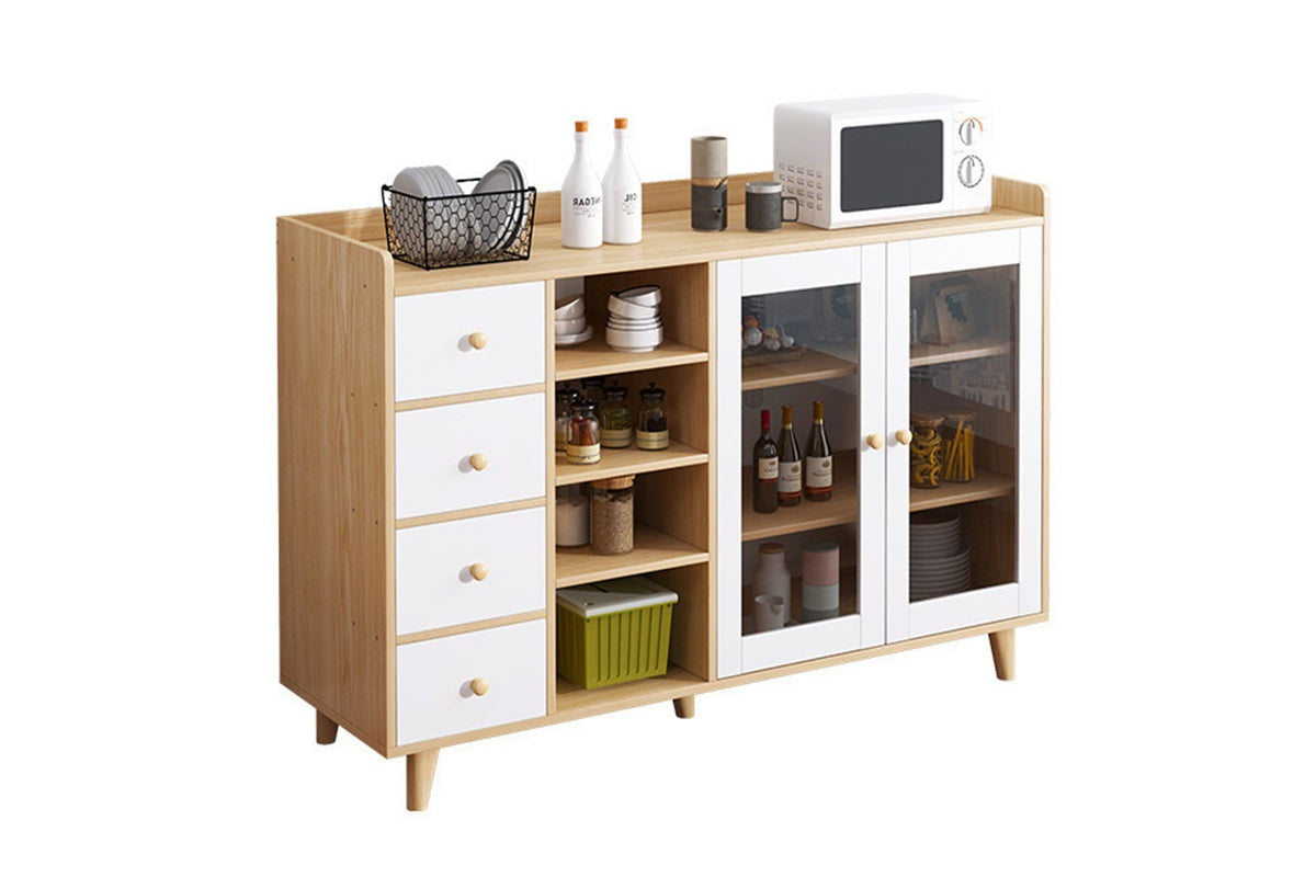 Kitchen cabinet with pull-out drawers and shelves