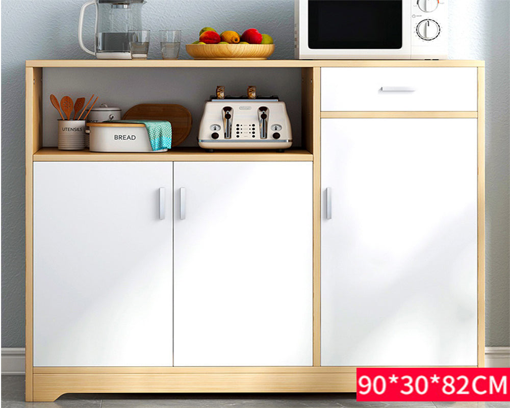 White kitchen cabinet drawer with plates inside