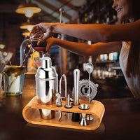Thumbnail for Cocktail set bamboo stand holding all tools