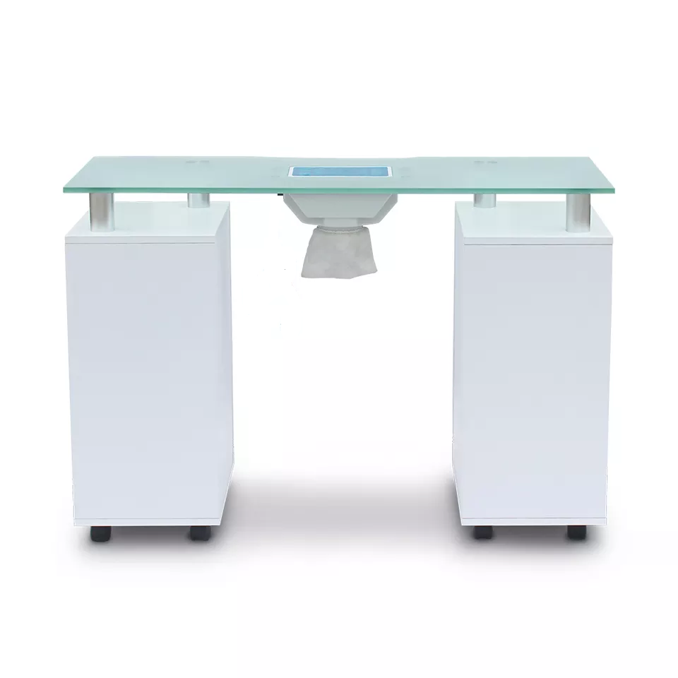 Manicure table with fan showing assembly parts