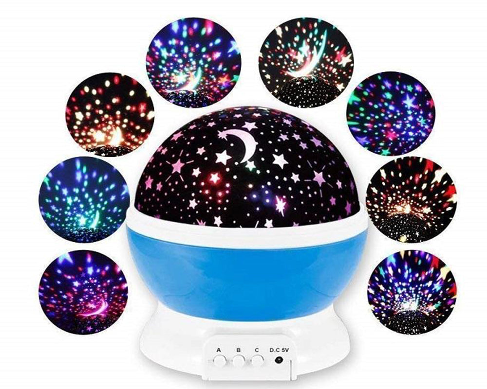 Side view of night light projector with rotating head