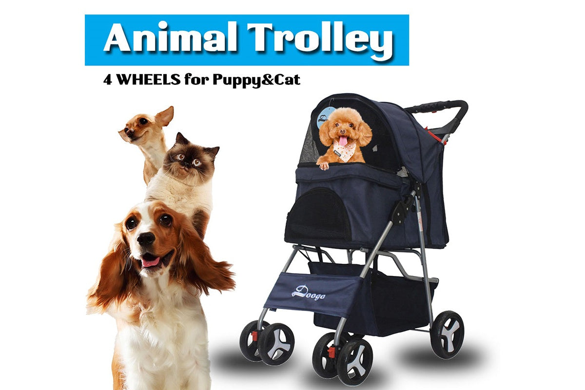 Foldable Pet Stroller showing steel pipe frame