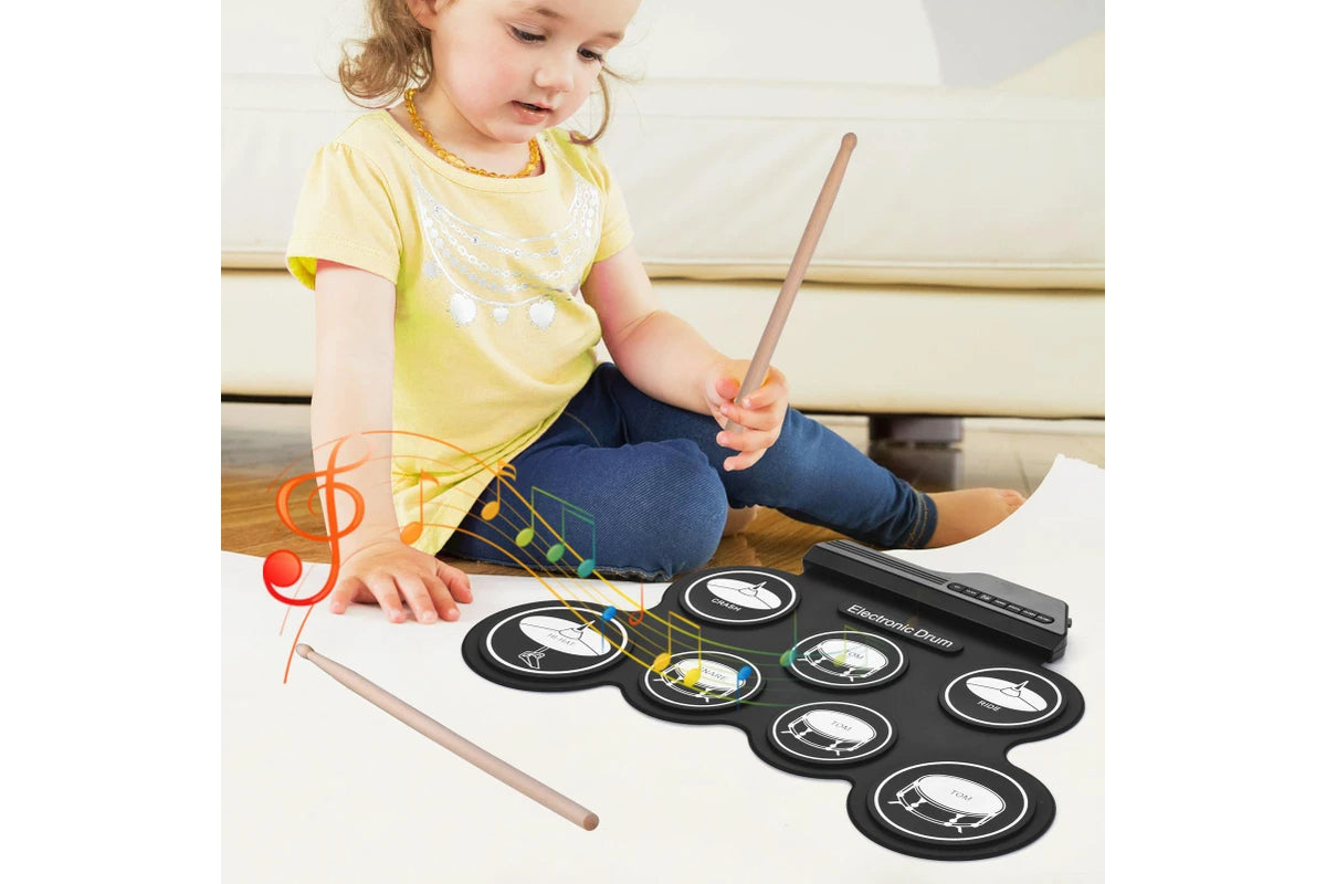 Electronic roll up drum kit USB power cable connection