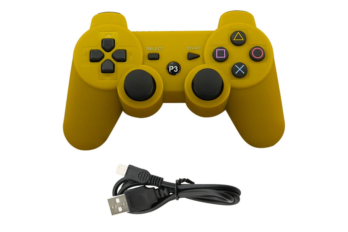 PS3 wireless controller yellow with textured back surface