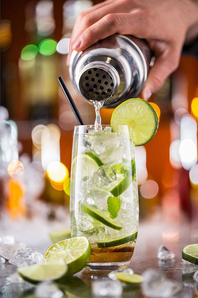 Close up of stainless steel material on cocktail shaker