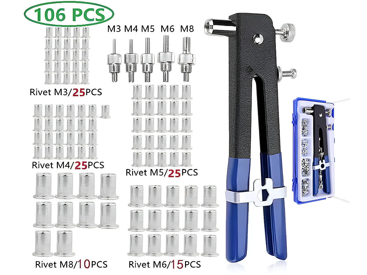 Nut Rivet Riveter Gun Riveting Kit