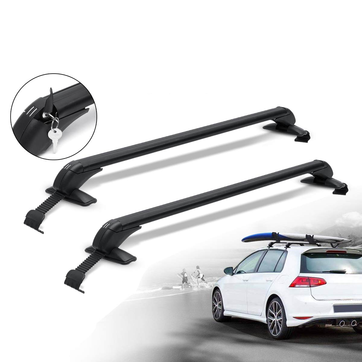 Anti-theft lock system on roof rack
