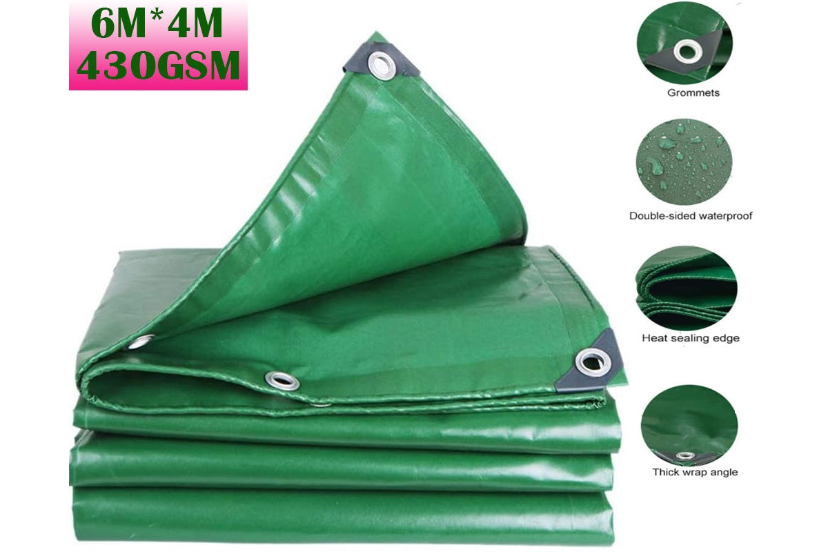 Tarpaulin used as camping groundsheet