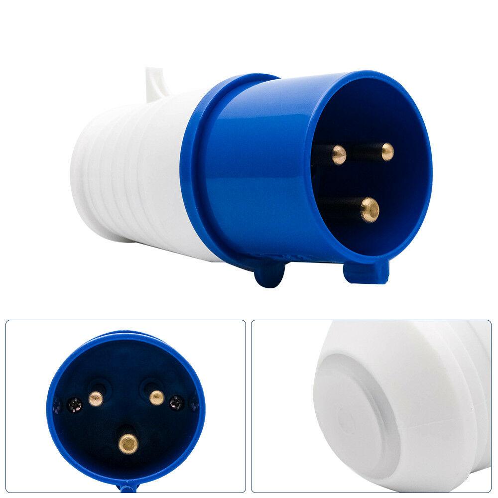 Caravan lead connector plug male 16A IP44 in use