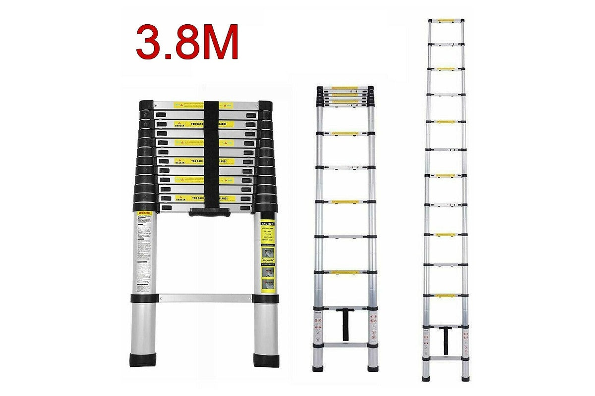 Telescopic ladder folded compact for storage