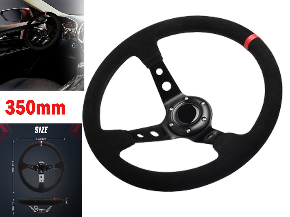 Steering wheel showing horn button and wiring