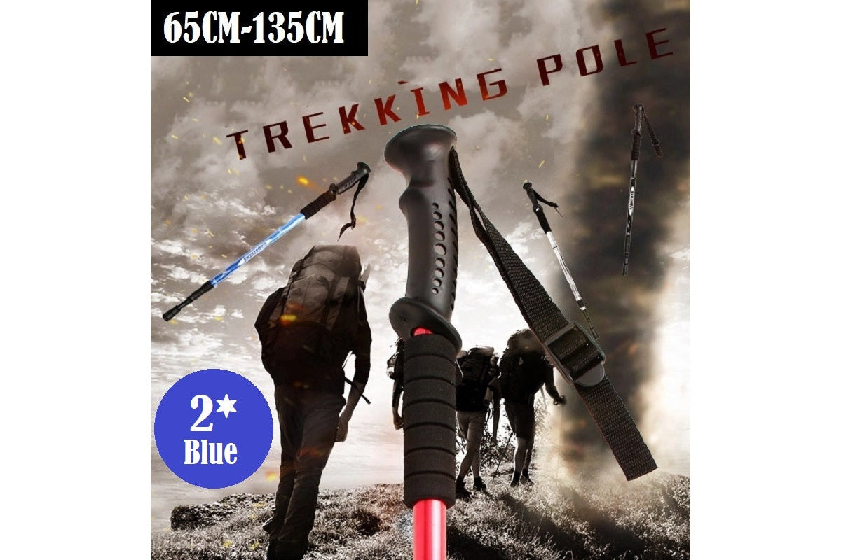 Telescopic aluminium trekking pole extended length view