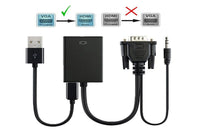Thumbnail for VGA to HDMI adapter packaging with specs