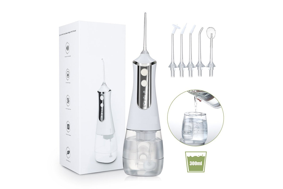 Cordless water flosser with 5 replaceable nozzle tips