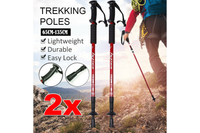 Thumbnail for Red trekking poles showing telescopic lock
