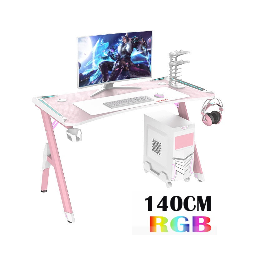 Gaming Desk Office Desk Table 140CM PINK RGB